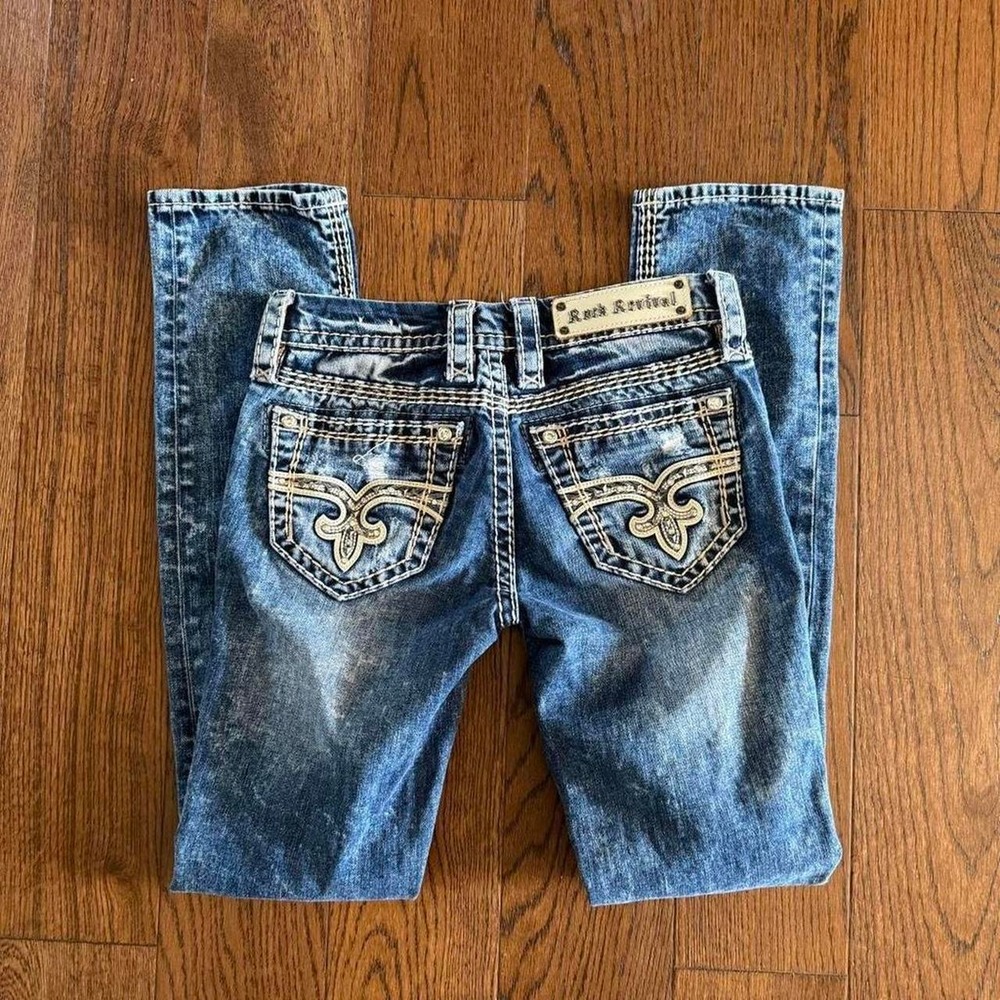 Rock Revival Distressed Straight Jeans Size 25